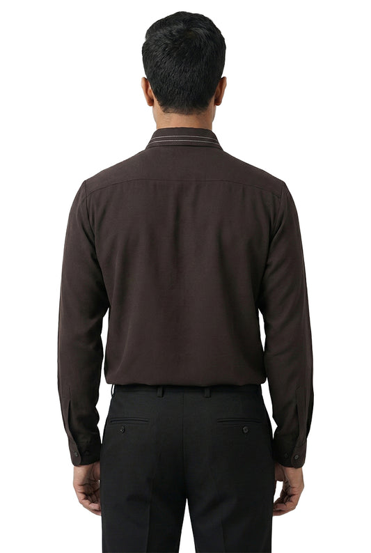 Brown Contrast-Stitched Shirt