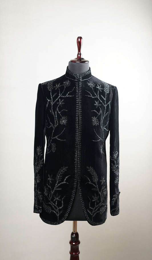 Black Embroidered Bandhgala Jacket
