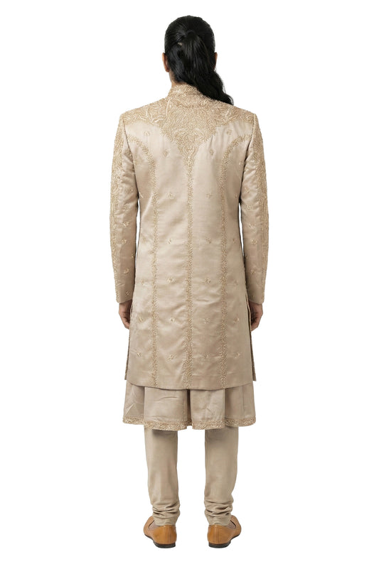 Rose Gold Hand-Embroidered Bridal Sherwani Set