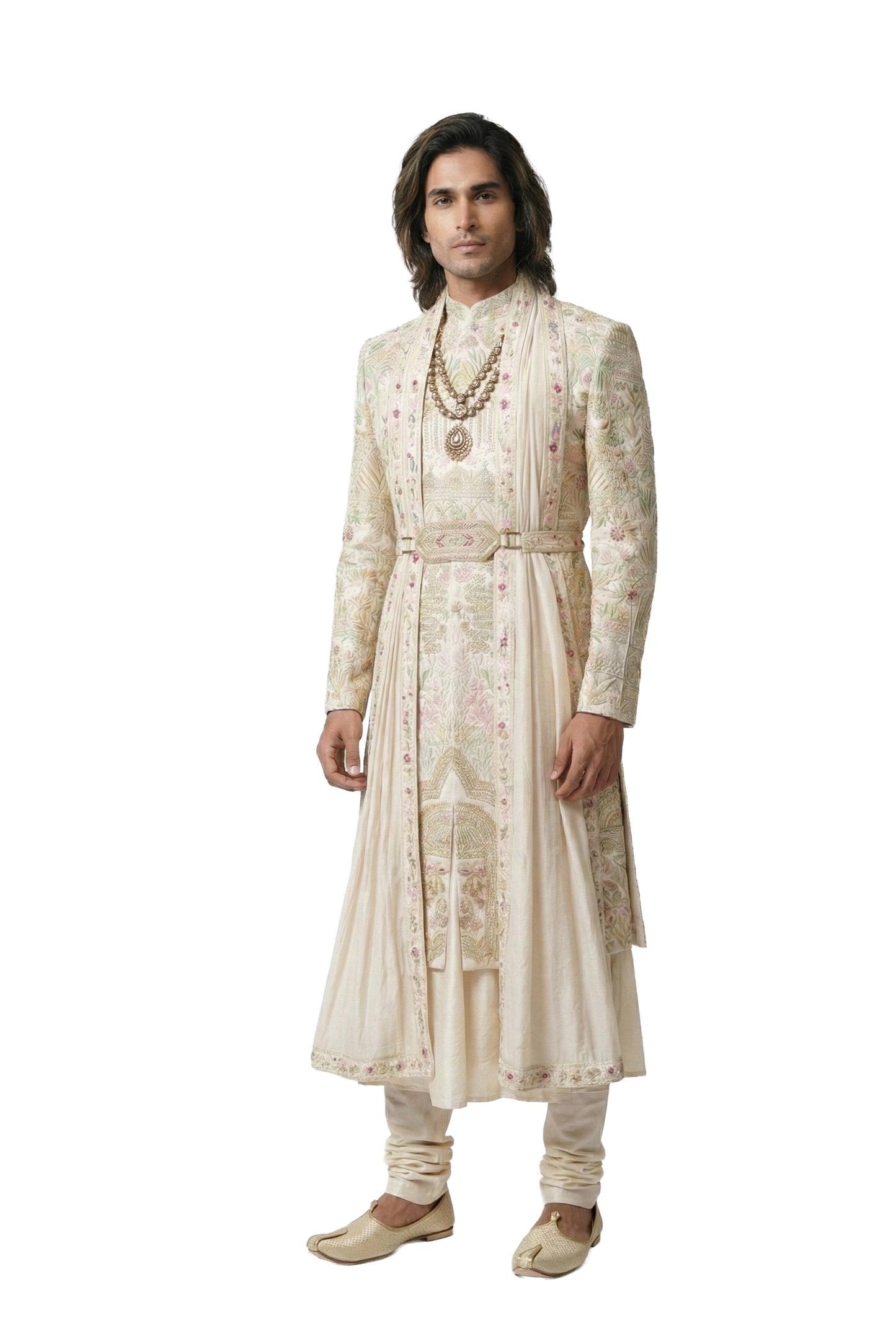 Ivory Hand-Embroidered Sherwani